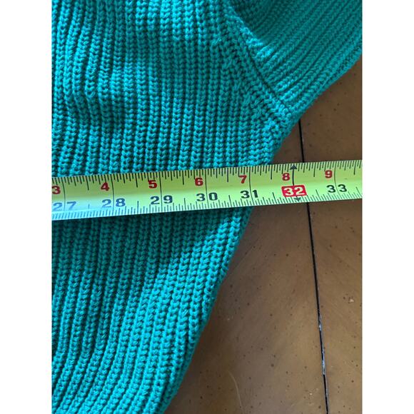 JS71 Colorblock Striped Sweater Knitted Crewneck Navy Blue Green Size M / L - Picture 9 of 10